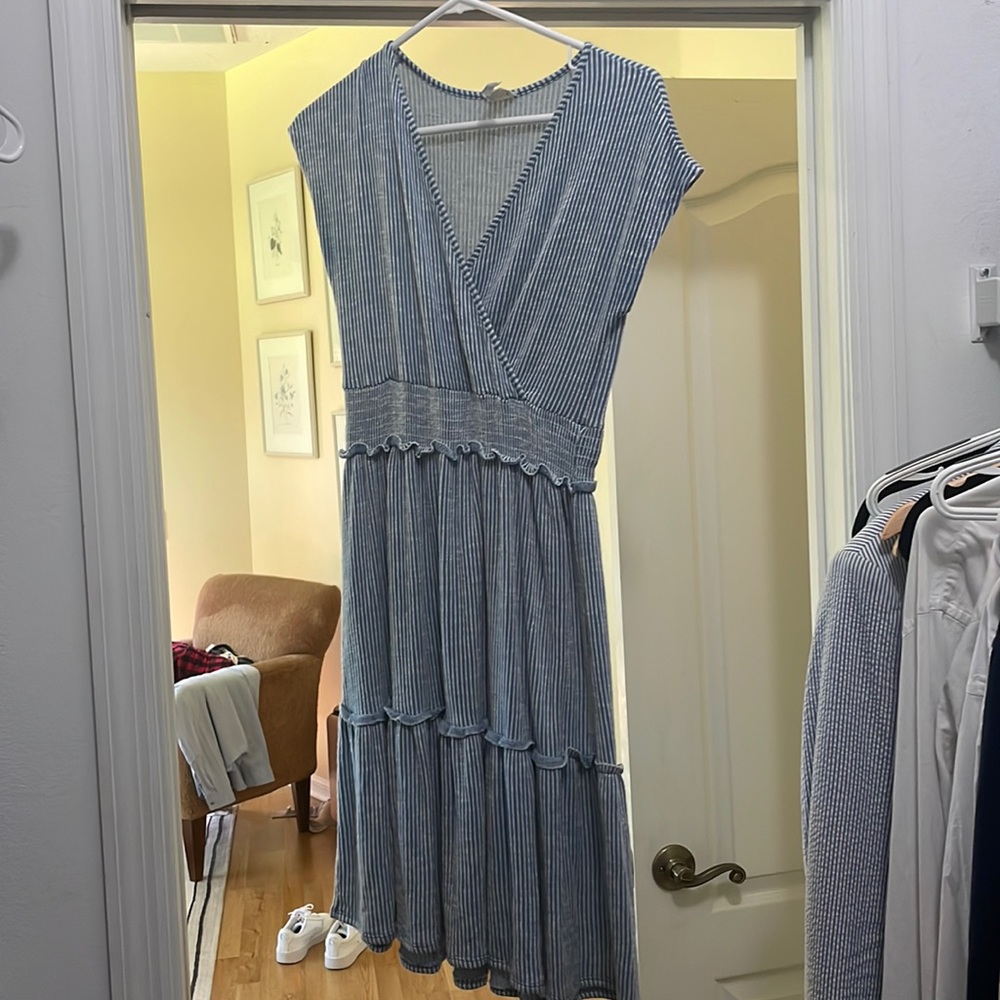 Striped blue and white dress